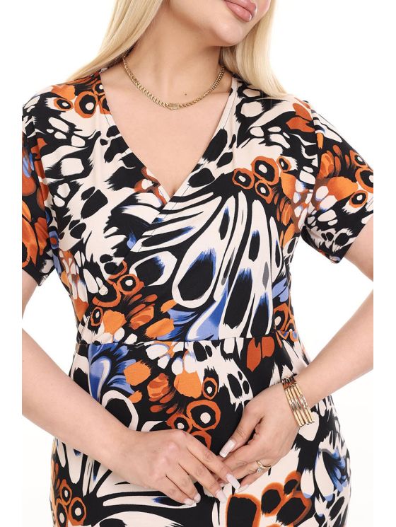 Raštuota suknelė trumpomis rankovėmis 2