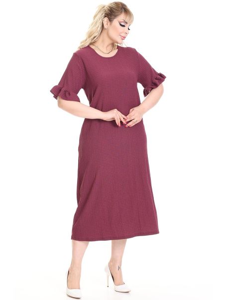 Платье бордового цвета с короткими рукавами