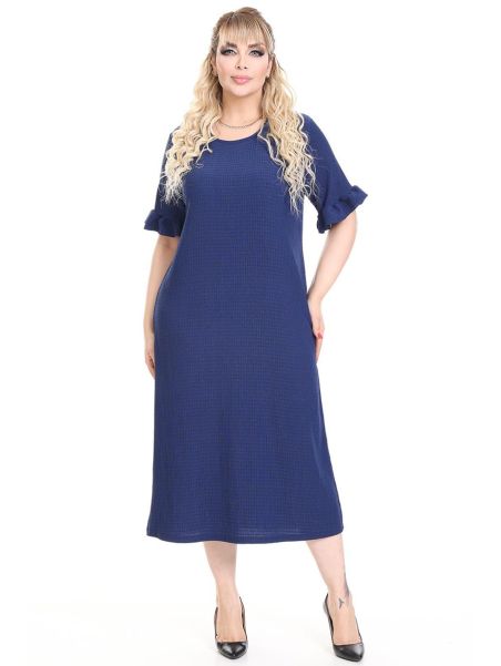 Zila kleita ar īsām piedurknēm