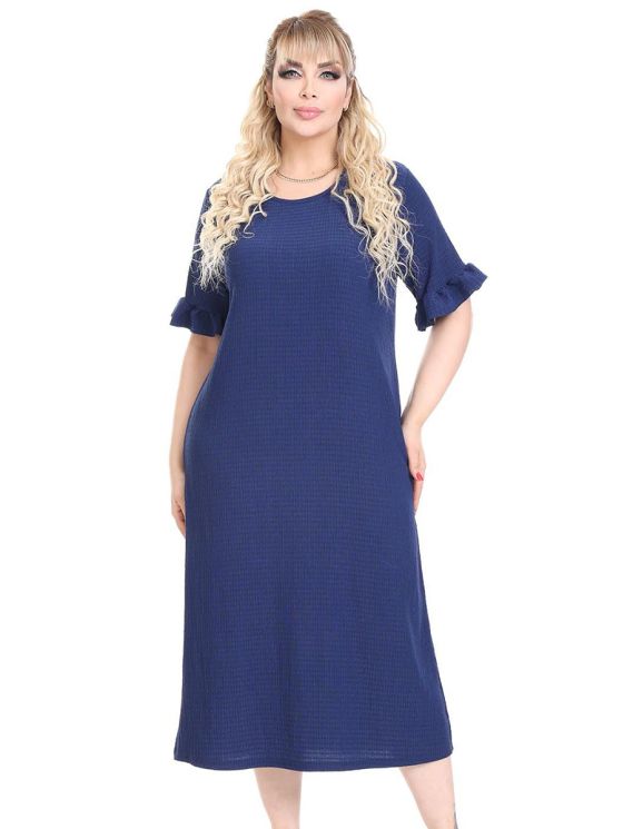 Zila kleita ar īsām piedurknēm