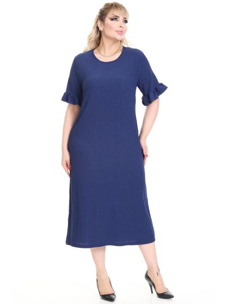 Синее платье с короткими рукавами