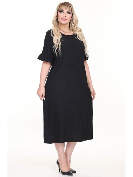 Juoda suknelė trumpomis rankovėmis