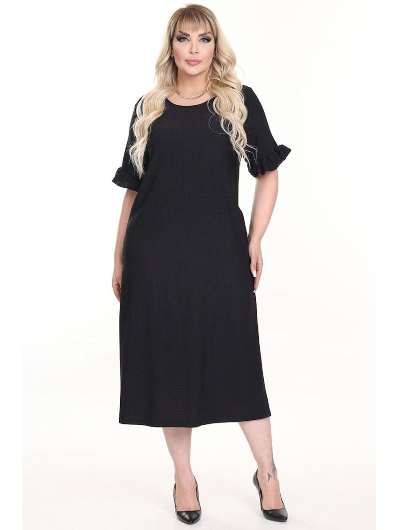 Juoda suknelė trumpomis rankovėmis Juoda suknelė trumpomis rankovėmis