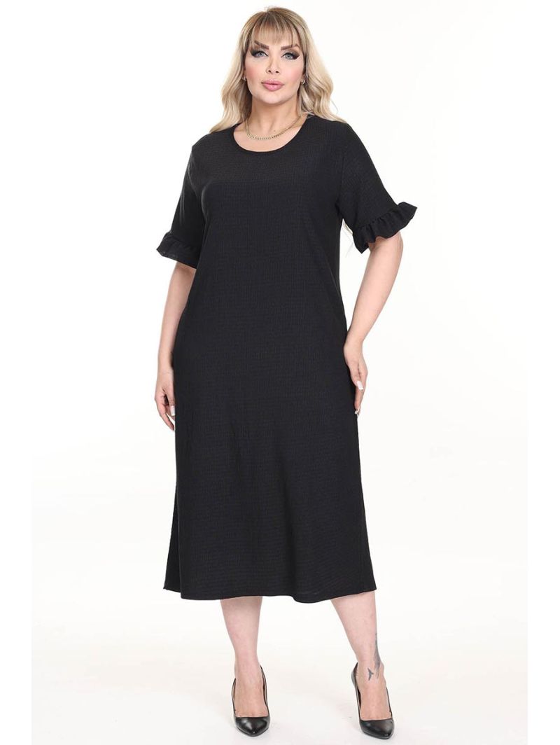 Juoda suknelė trumpomis rankovėmis Juoda suknelė trumpomis rankovėmis