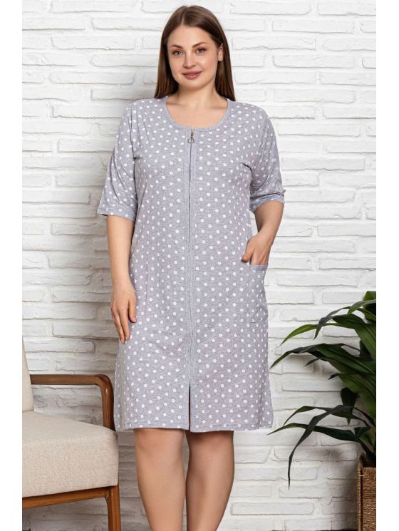 Хлопковый халат на молнии с карманами