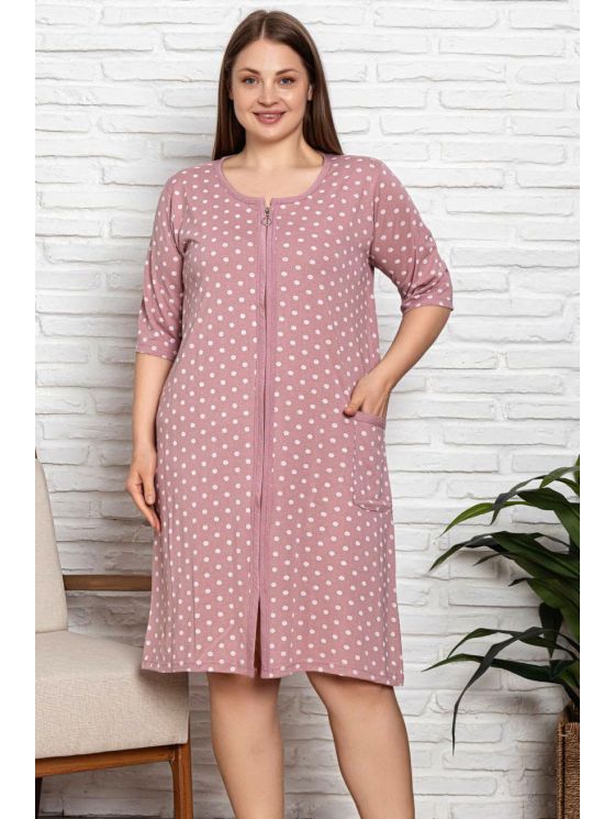 Хлопковый халат на молнии с карманами