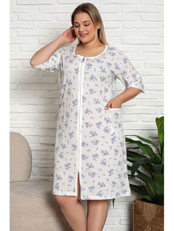 Хлопковый халат на молнии с карманами