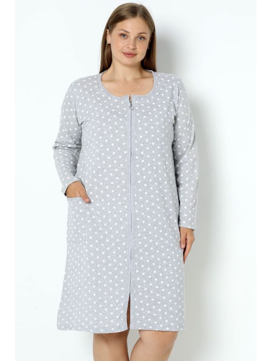 Puuvillane hommikumantel taskute ja lukuga