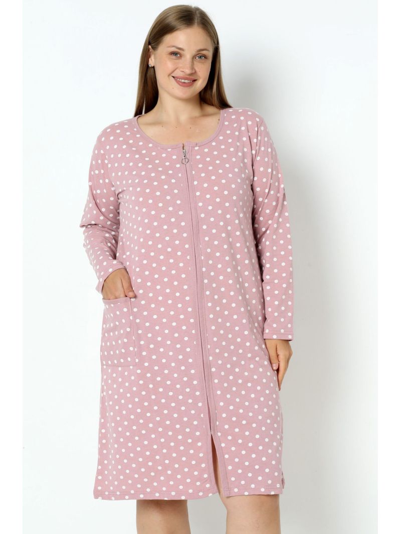 Хлопковый халат с карманами и молнией