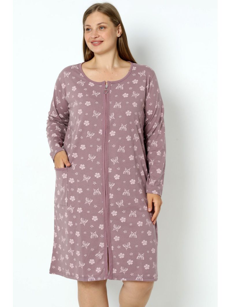 Kokvilnas halāts ar rāvējslēdzēju un...